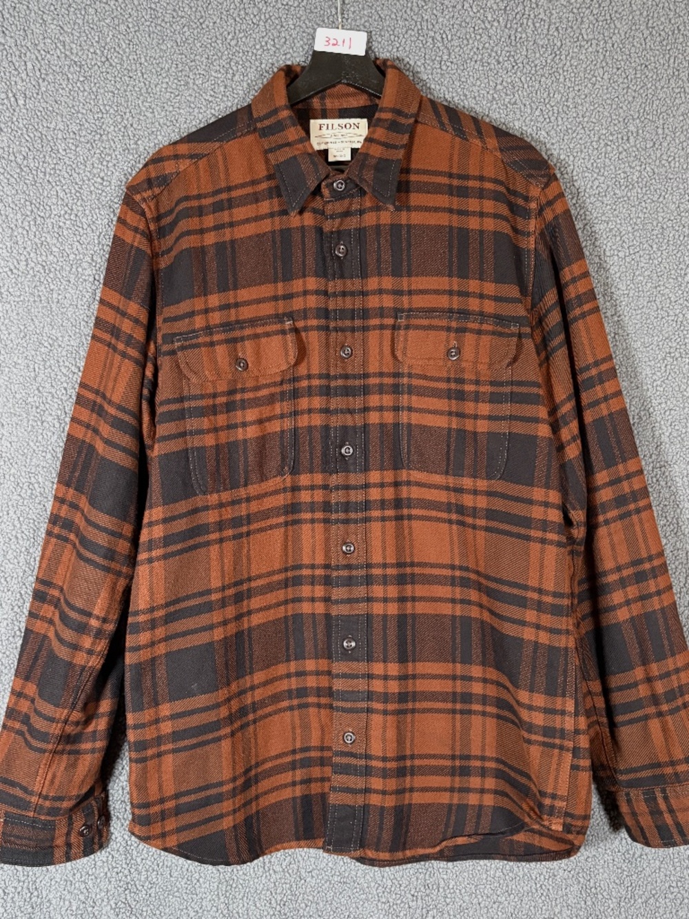 Filson Vintage Flannel Work Long Sleeve Shirt - Men's Size M Long - Brown
